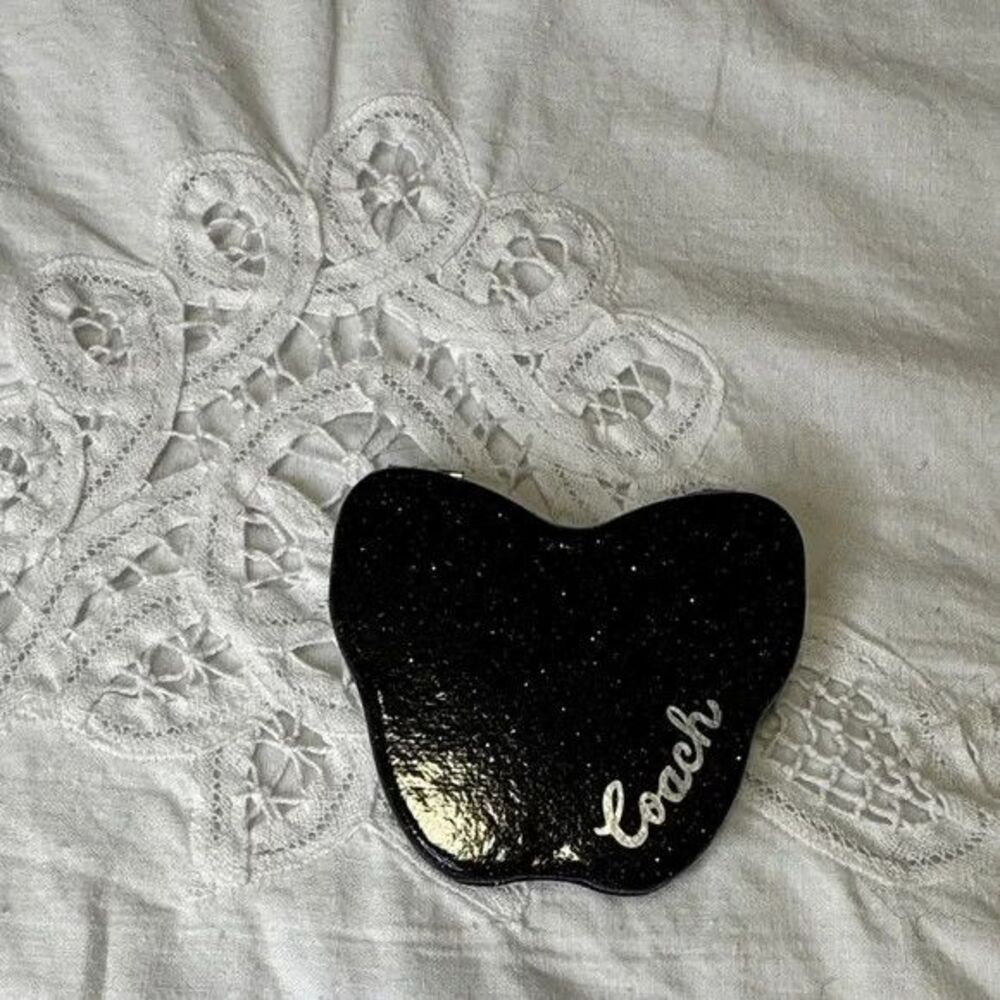 Coach Black Glitter Butterfly Compact Mirror - Great Gift!